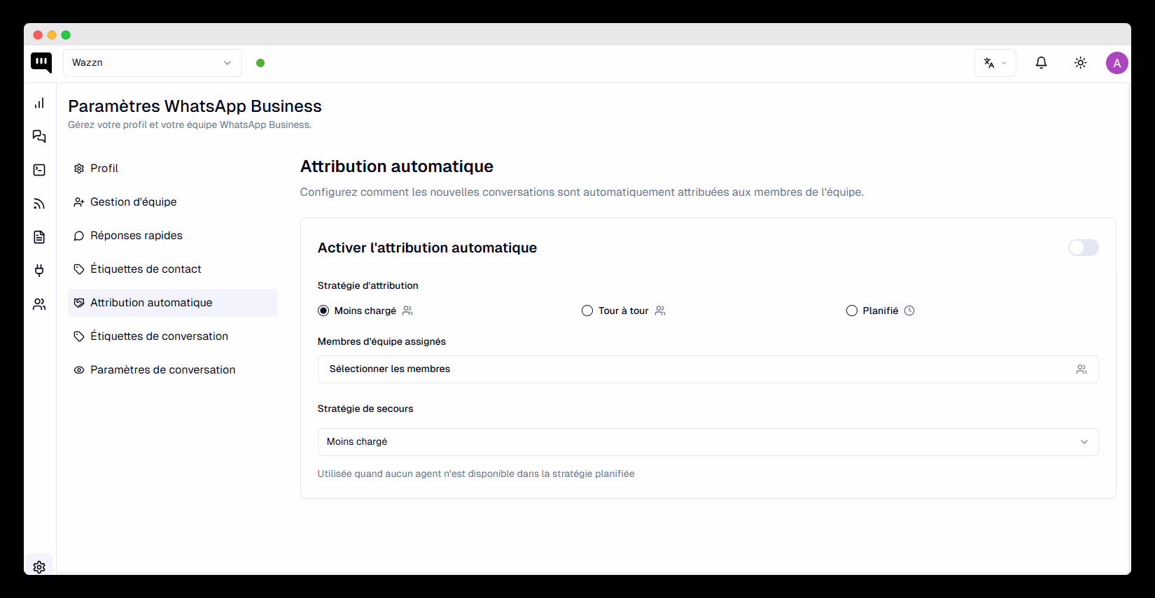 Exemple d'attribution automatique