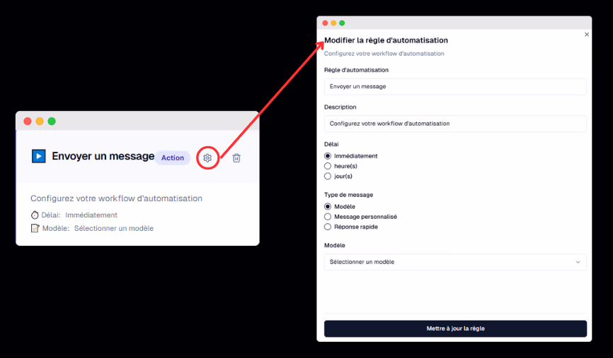 Configuration des paramètres de message