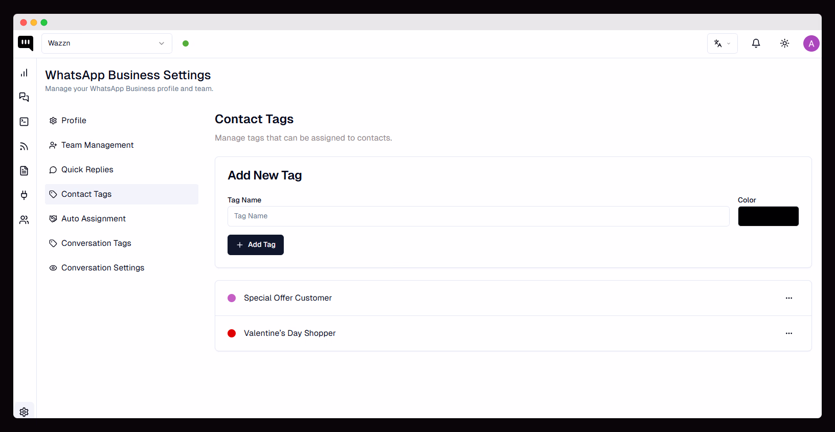 Contact Tags Example
