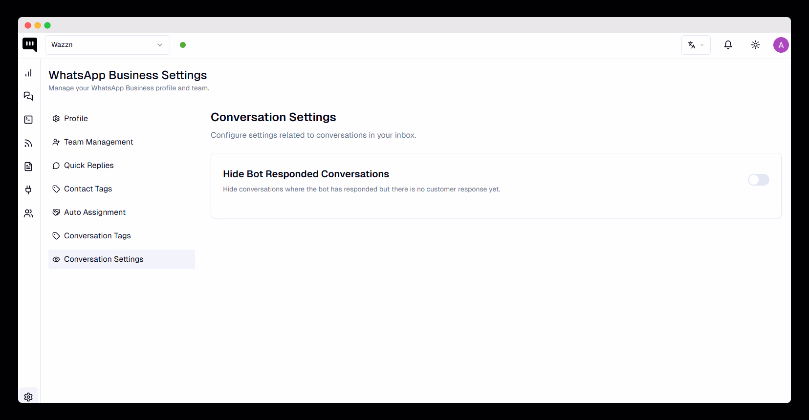 Conversation Settings Interface