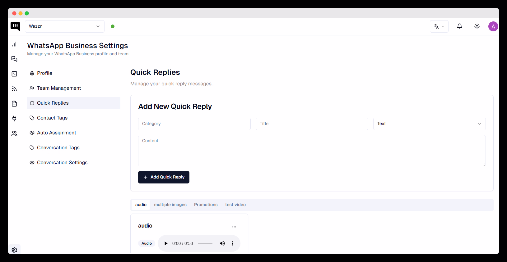 Quick Replies Example